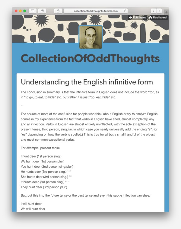 CollectionOfOddThoughts - Understanding the English Infinitive